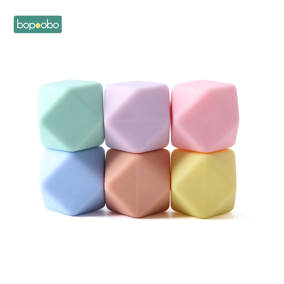 Bopoobo 50pc Silicone Hexagon Beads Baby Teething Beads Silicone Rodent Baby Nursing Accessories Silicone Teething Beads - Цвет: Candy Color