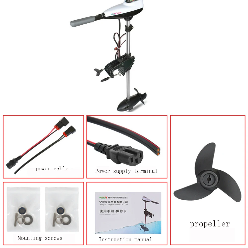 24/48V, 1100/1300/1500/2200/2500W Ship External Motor Propeller Electric Motor for Fishing, Aquaculture, Outdoor Adventure