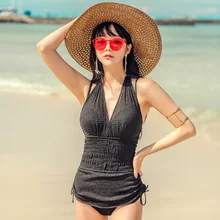 Женский купальник, купальники, слитные купальники трикини, Женский формирующий Цельный купальник, Корея, новинка, сексуальный, полиэстер, Одноцветный