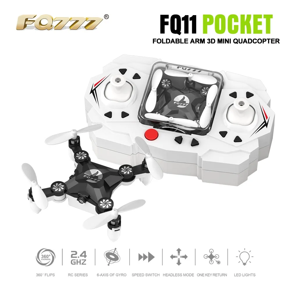

F18357/8 FQ777 FQ11 With Foldable Arm 3D Mini 2.4G 4CH Headless Mode Portable RC Quadcopter Pocket Drone One Key Return RTF