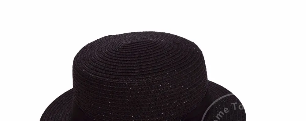 Летняя стильная модная соломенная шляпа для женщин, милый солнцезащитный козырек, Трилби для девочек, одноцветная лента с бантом, пляжные соломенные шляпы от солнца, дорожная шляпа YY0170