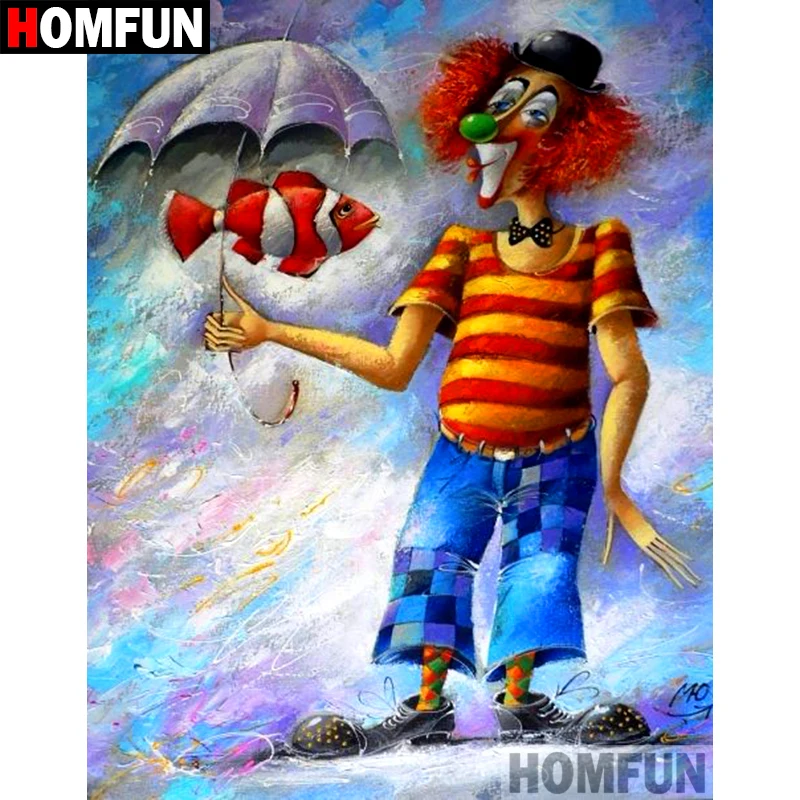 

HOMFUN 5D DIY Diamond Painting Full Square/Round Drill "Cartoon clown" Embroidery Cross Stitch Mosaic Home Decor Gift A08476