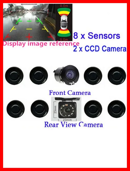 

upgrade Dual Channel Video Car Parking Sensors Reverse Radar System 8 Sensor with Front & Rear view Camera For Parking Assist