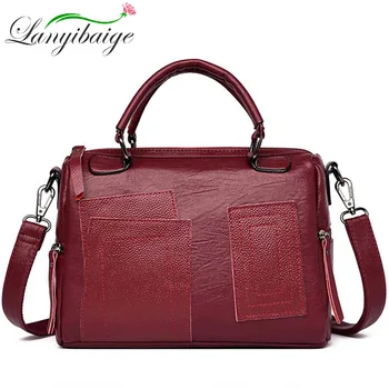 

Women Vintage Leather Handbags Ladies High Capacity Top-Handle Bags Leather Female Crossbody Shoulder Bags Designer Brand