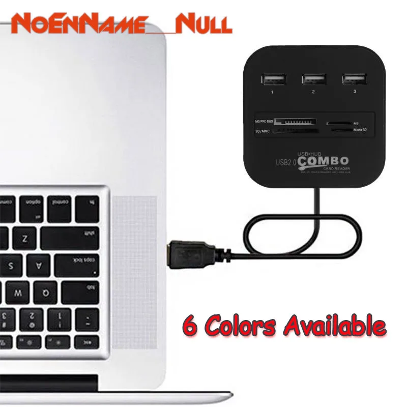 

3 Port USB HUB Card Reader Multi USB Splitter 7 in 1 Support Micro TF SD M2 MS SDHC MMC Card USB Hub 2.0 for PC Laptop