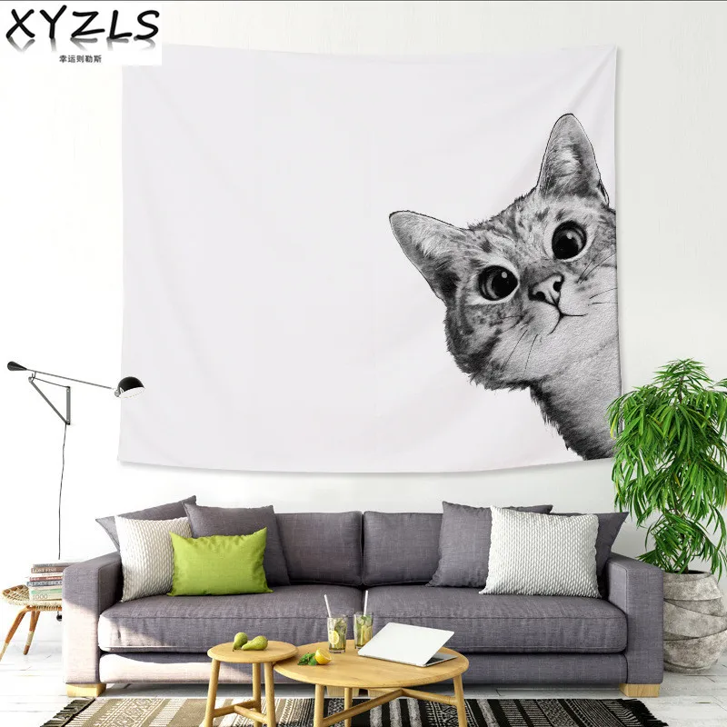 

XYZLS Customized Dogs Deco Wall Hanging Tapestry Bedroom Cats Hanging Cloth Beach Towel Table Cloth Background Tapestry 200*150