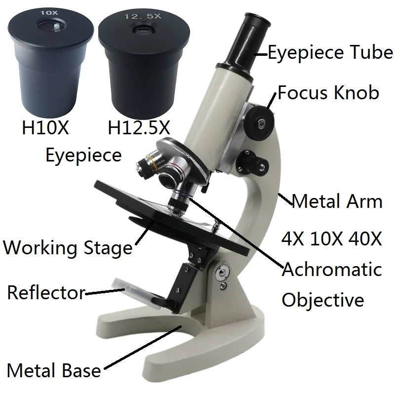 40X-500X монокулярный Биологический микроскоп для студентов, образовательный био-микроскоп для начальной и средней школы, лаборатория