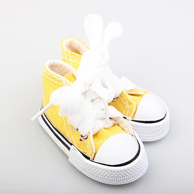 yellow Обувь унисекс на шнурках; Тканевая обувь для куклы 7,5 см; модная мини-обувь ручной работы для русской куклы; Axxessories - Цвет: yellow