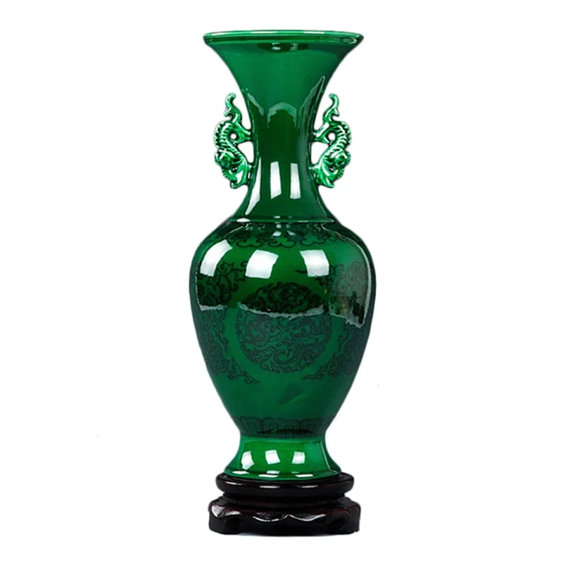 

Jingdezhen green glaze Ceramic Vase Vintage Chinese Style Vase Fine Smooth Surface Home Decoration Furnishing Articles