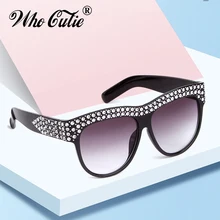 WHO CUTIE, женские солнцезащитные очки с кристаллами и бриллиантами, фирменный дизайн, винтажные стразы, оправа, солнцезащитные очки «кошачий глаз», черные оттенки, OM850