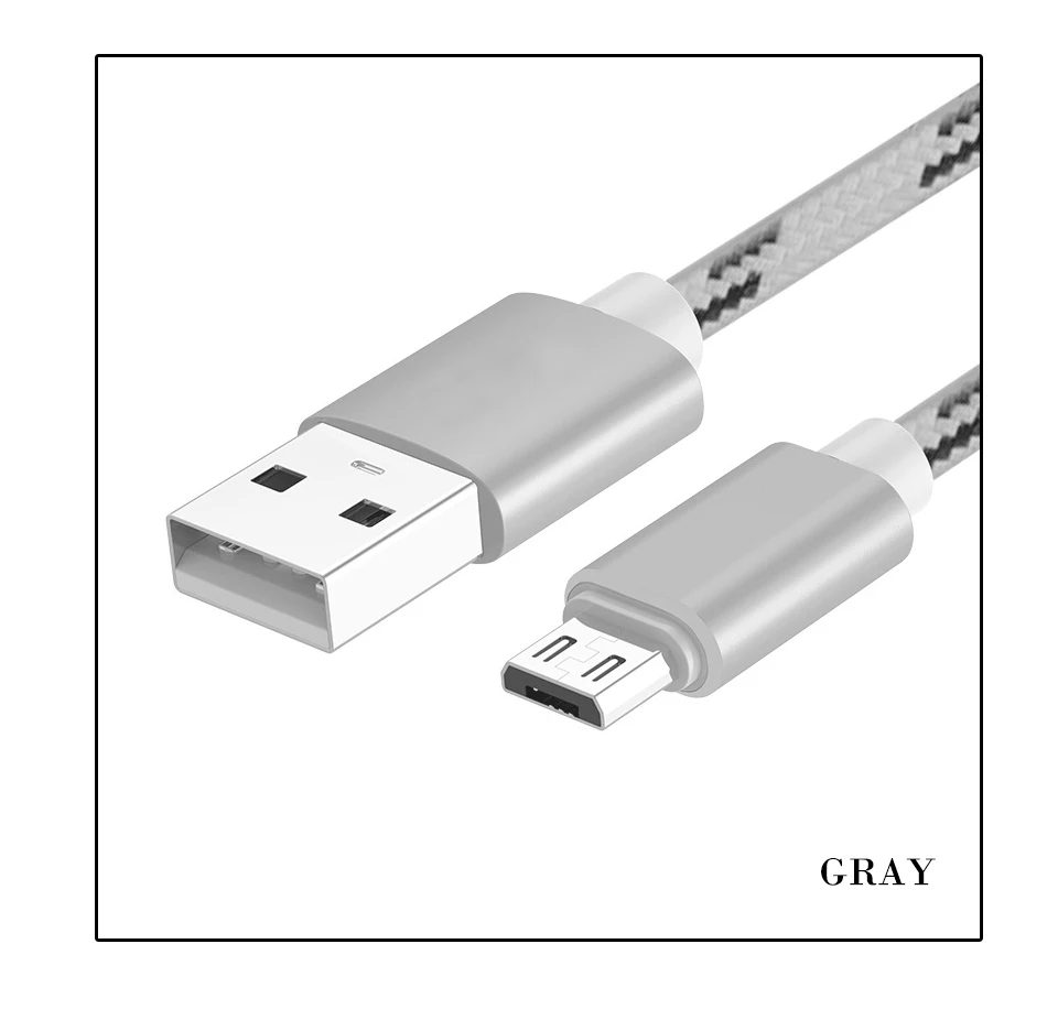 Micro USB Cable 1m 2.1A Nylon Fast Charge USB Data Cable for Android Mobile Phone USB Charging Cord Nylon Wire (10)