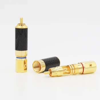 

4pcs Carbon Fiber Gold Plated RCA Adapter HIFI RCA Audio Connector hifi