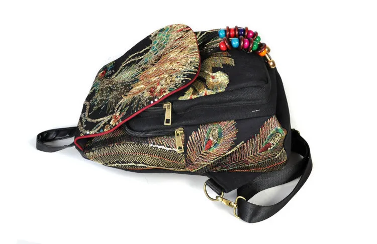 pavão lantejoulas grânulos boho nacional bolsa de