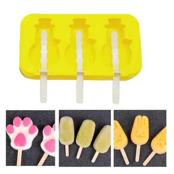 

Silicone Snowman Style 3 grids Popsicle Popsicle Mould With cover