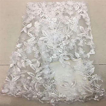 

2018 Latest 3D Appliqued French Net Lace Fabric African Lace Fabric With Embroidery Mesh Tulle Lace Fabric for dress FR72-11