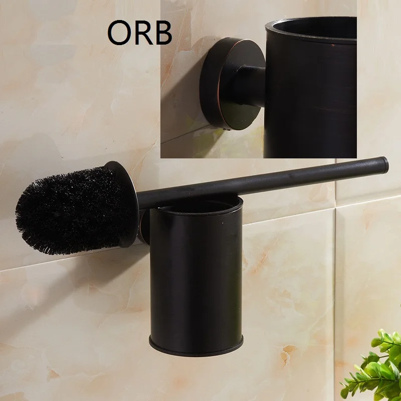 Настенный матовый черный держатель для туалетной щетки для ванной комнаты, набор золотых туалетных щеток 304 из нержавеющей стали, масляная бронзовая туалетная щетка - Цвет: ORB