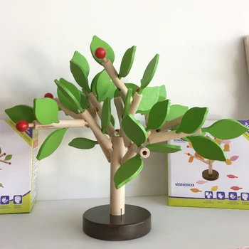 

candice guo! Cute educational wooden toy leaf cutting tree assembly game baby DIY toy early learning kids birthday gift 1set