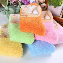 1 шт., женские пижамные носки для девочек Однотонные пушистые теплые зимние детские подарочные мягкие домашние аксессуары