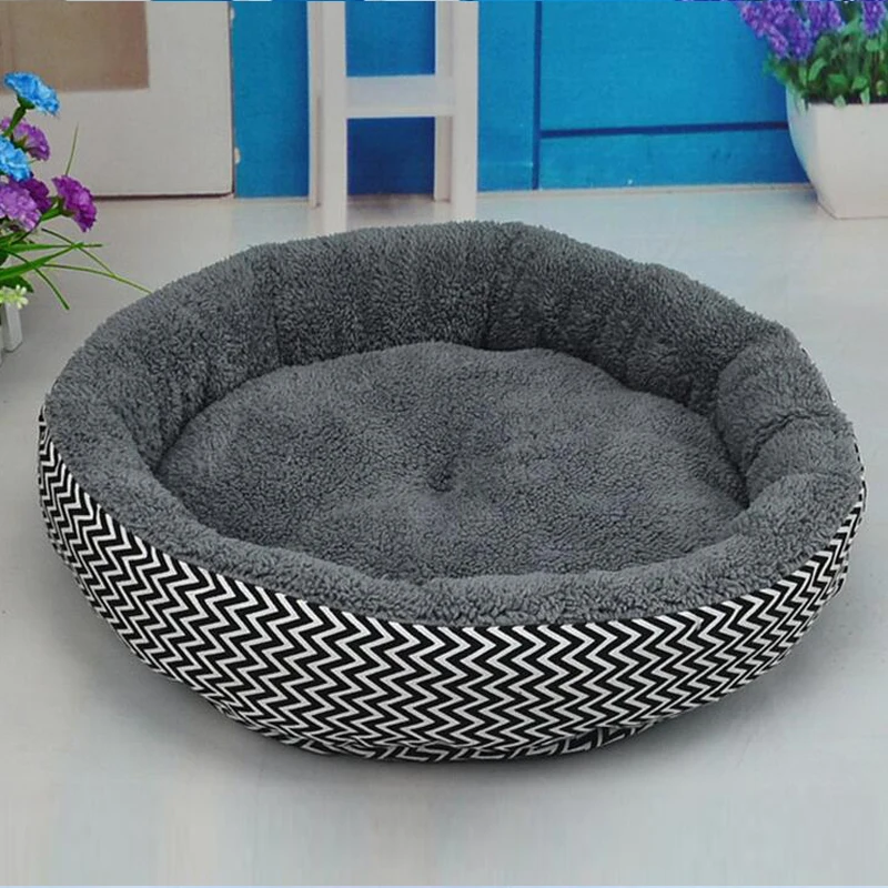 Image Round Dog Bed Cat Sofa Pet Cushion Soft Pet Mat Dog Kennel Furniture Doggie Kennel Pet Bed with Pillow For Small Medium Dogs