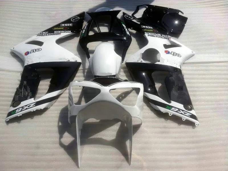 Изготовленный На Заказ набор обтекателей для KAWASAKI Ninja ZX6R 636 03 04 ZX 6R 2003 2004 ABS белый