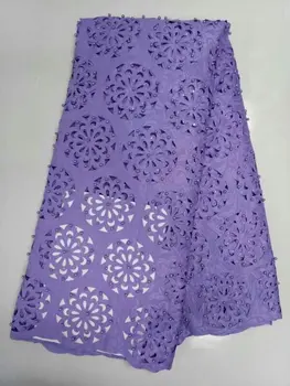 

Fashion Nigeria laser-cut lace, with large beads YY0085 materials of African lace fabrics for women sewing garments