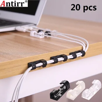 

20 Cable Winder Clip Adhesive USB Charger Clasp Car Desk Wire Cord Fastener Telephone Line Tie Fixer Organizer Wall Clamp Sleeve