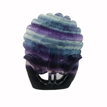 

Natural Rainbow Fluorite Quartz Peacock Hand Carved Gemstones For Home Wedding Decoration Polished Crystal Peacock GY