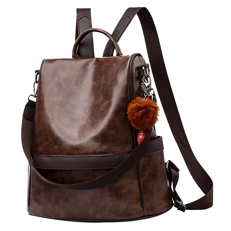 Женский рюкзак кошелек из искусственной кожи Противоугонная Повседневная сумка на плечо для дам - Цвет: Brown