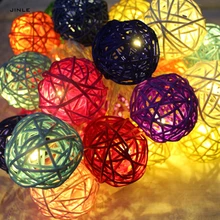 2 м 20 лампа светодиодный Ротанговые шарики, Гирлянда Свет сухой набор батареек теплый белый красочный праздничный светильник Рождественская панель для свадьбы украшения