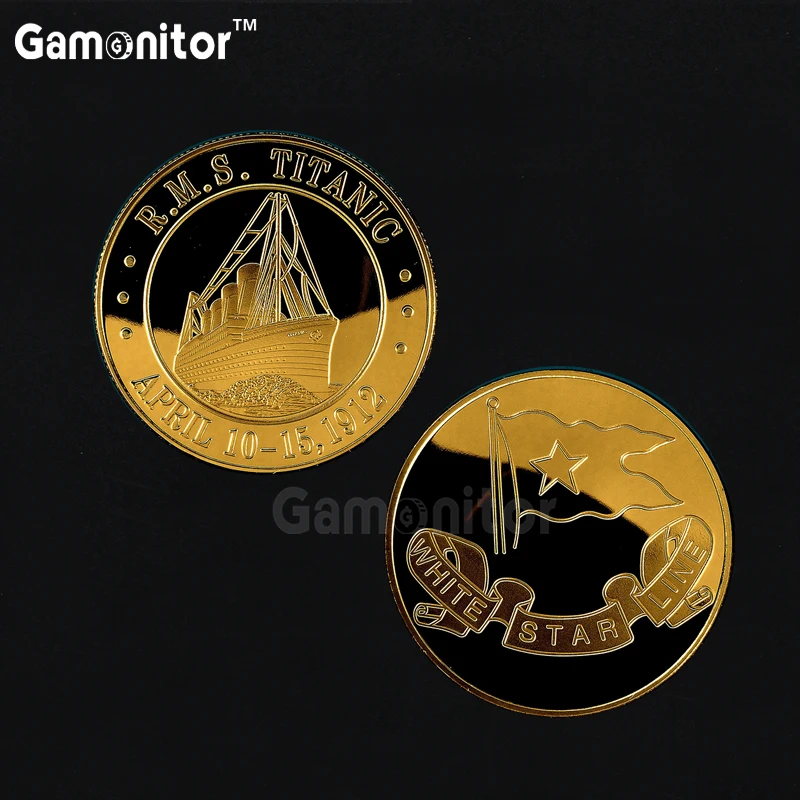

100 pcs/lot free shipping DHL 2017 Ship April 12, 1912 RMS White Star Line Flag Gold Plated Titanic Coins