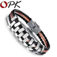 OPK ЮВЕЛИРНЫЕ изделия мода обернуть PU кожаный плетеный браслет с плетеной веревкой унисекс для мужчин и женщин, 843