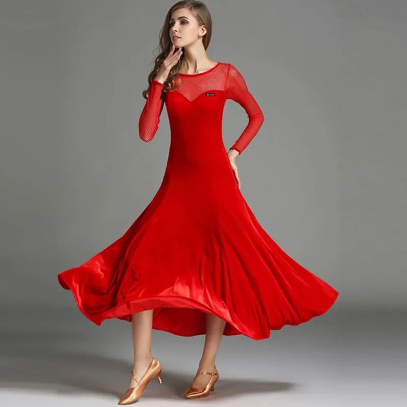 2018 Women Ballroom Dance Dress Velvet Sexy Standard Performance Dress ...