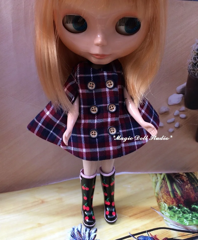 Кукла Blythe Doll Shoes # ручная краска вишня обувь для дождливой погоды подходит Azone