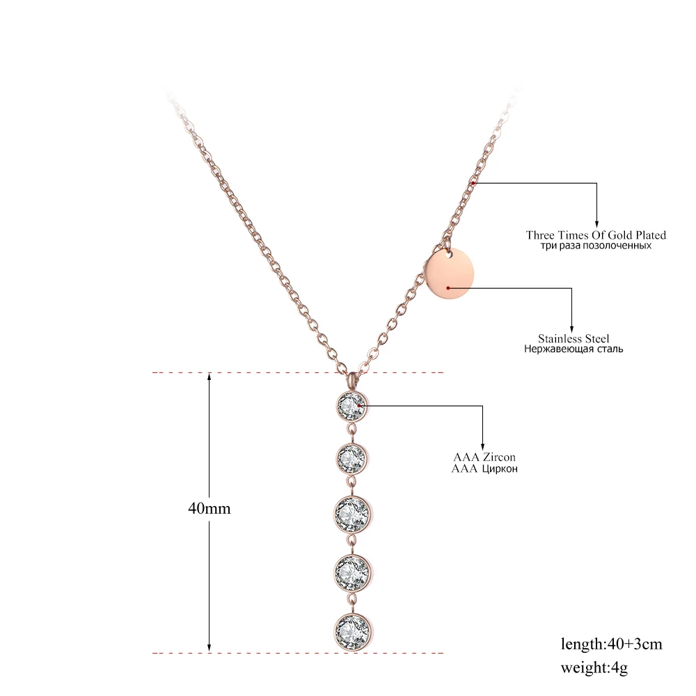 Lokaer модная мозаика AAA из нержавеющей стали с цирконом цепь кулон ожерелье розовое золото бирка Шарм Чокеры ожерелье s для женщин N19052