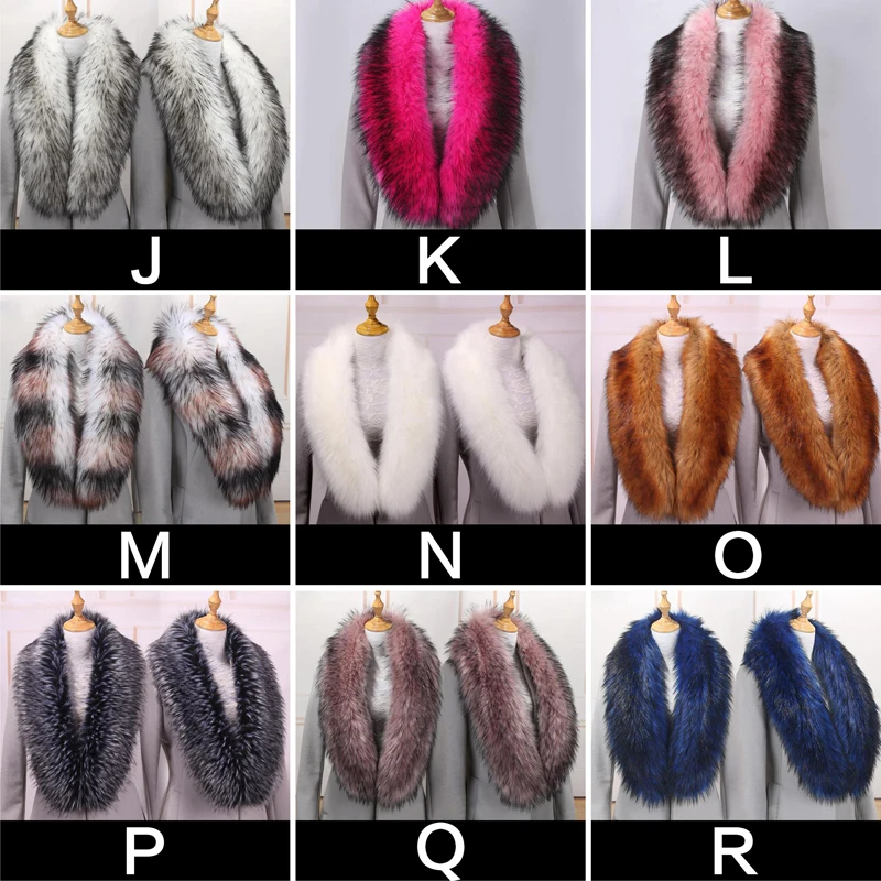 Natural Color Fox Faux Fur Collar Scarf Big Size Scarves Warp Shawl Neck Warmer Stole Muffler with Clip Loops Winter Accessories