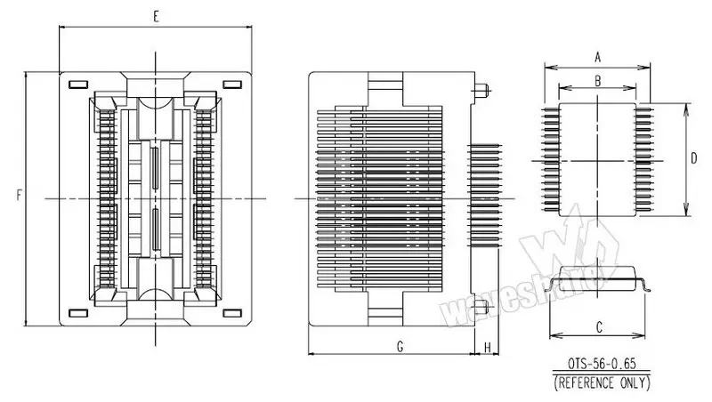 OTS-28-0.635-02 SSOP28 TSSOP28 Enplas IC Test Burn-in Socket Programming Adapter 0.635mm Pitch 3.94mm Width