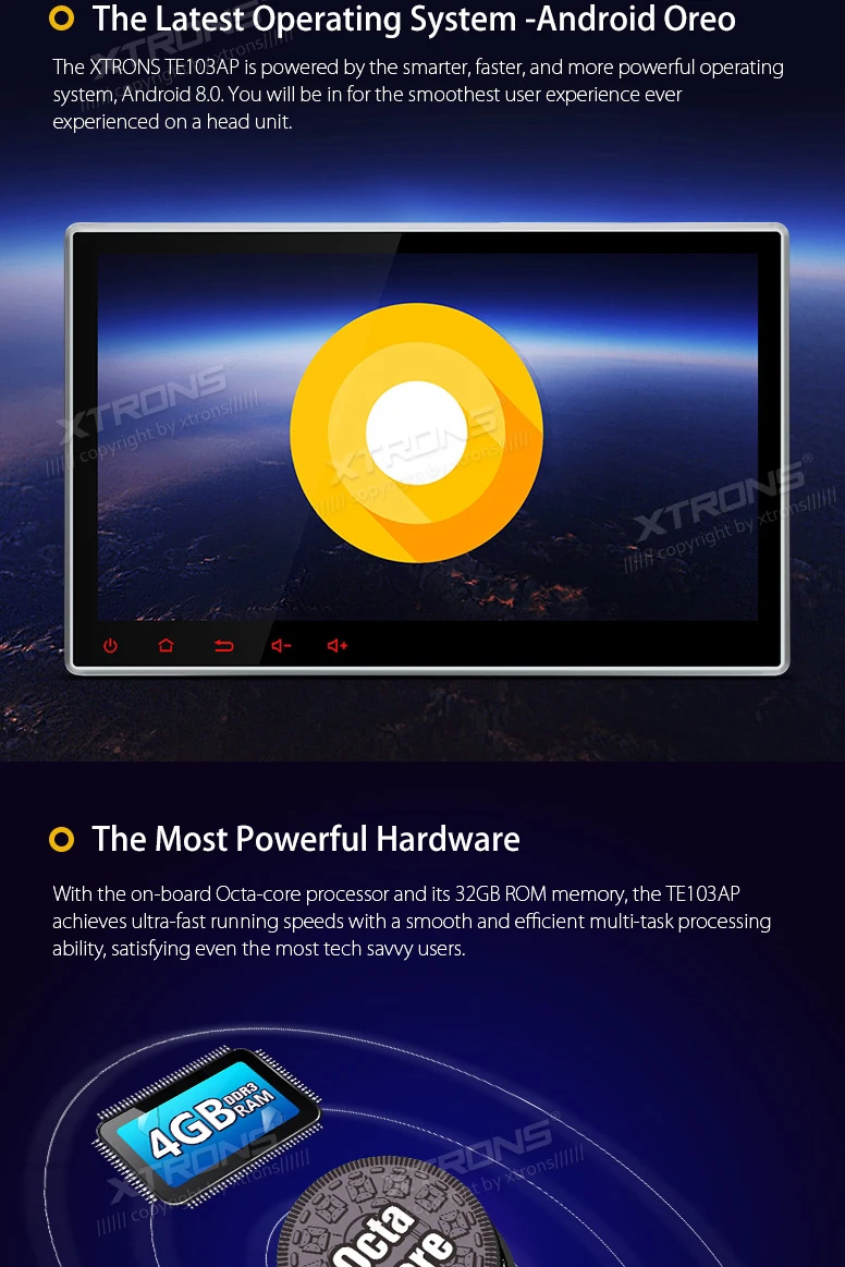 Best 10.1" Octa-Core Android 8.0 OS 2 Din Car DVD Multimedia Two Din Car Navigation GPS Double Din Car Radio with 4GB RAM 32GB ROM 4