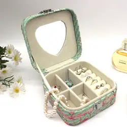 Для женщин Макияж Проведение кожаный коробочка для ювелирных изделий Ожерелье Серьги Кольца хранения Организатор Box Портативный