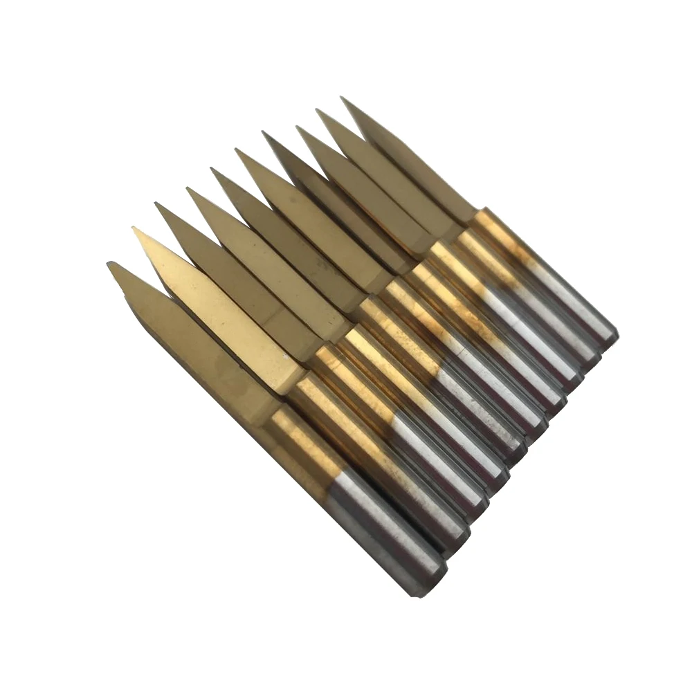 

10Pcs/Set 3.175mm Titanium Coated Engraving CNC Bit Router Carving Tool 30Degree Tip 0.1mm