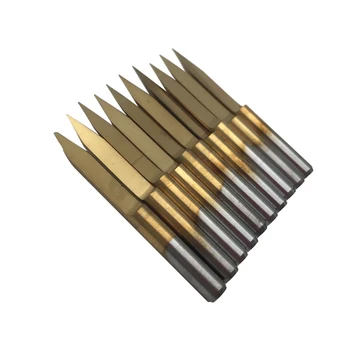

10Pcs/Set 3.175mm Titanium Coated Engraving CNC Bit Router Carving Tool 30Degree Tip 0.1mm