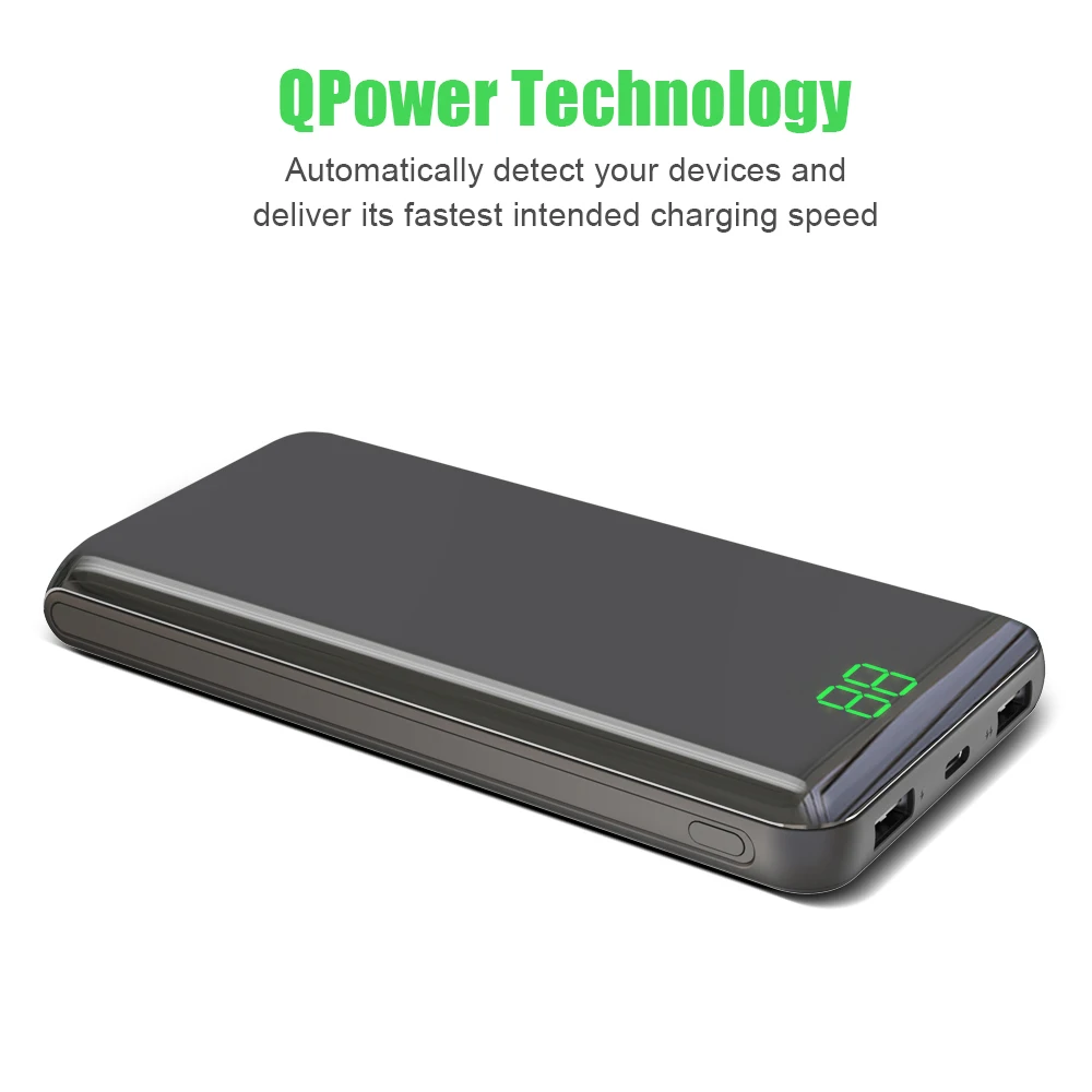 

Power Bank 24000mAh Portable Charger Fast Type-C Charger with 2 Input & Output LCD Display with Mirror Surface for Mobile Phones