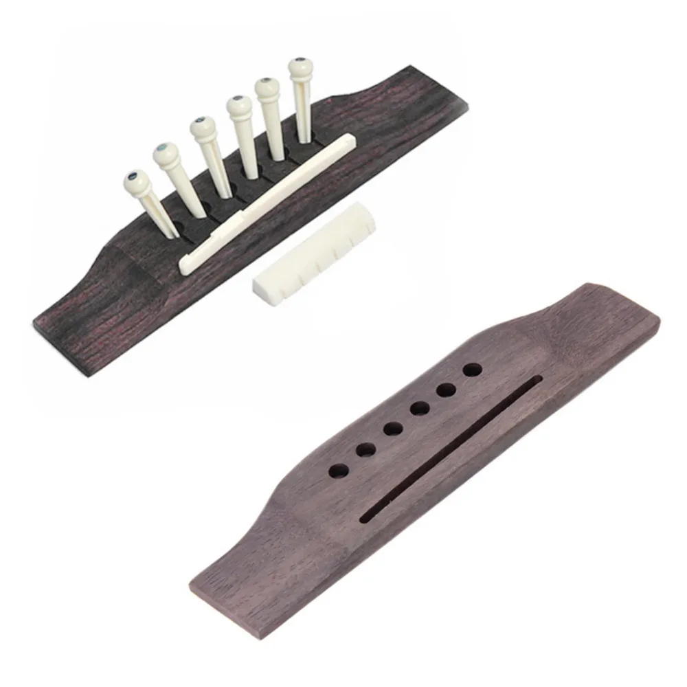 

Guitar Part Accessories Set Folk Guitar Rosewood Guitar Bridge + Bone Bridge Pins + Bone Upper and Lower Nuts + Ebony Endpin
