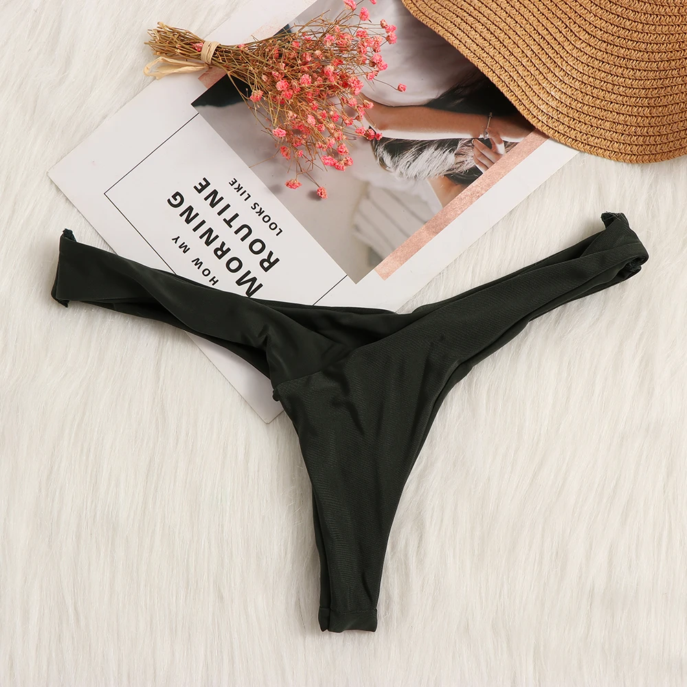 

New Womens Sexy G-String Bikini Panties Swimwear Bottom Swimsuit European and American new solid color beach stitching thongs