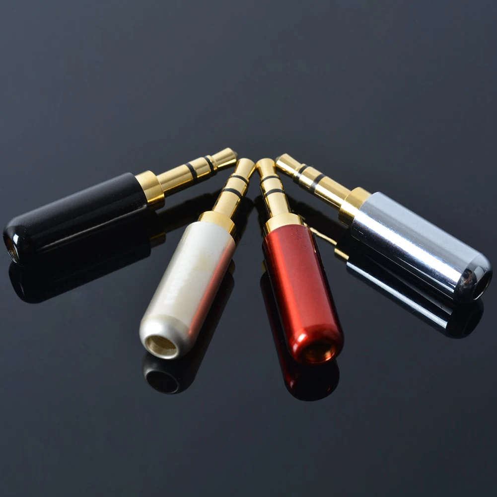 

4pcs/lot Copper Gold Plated 3.5mm Male Mini Jack Plug soldering 4 pole plug Repair Headphone Earphone Cable Solder