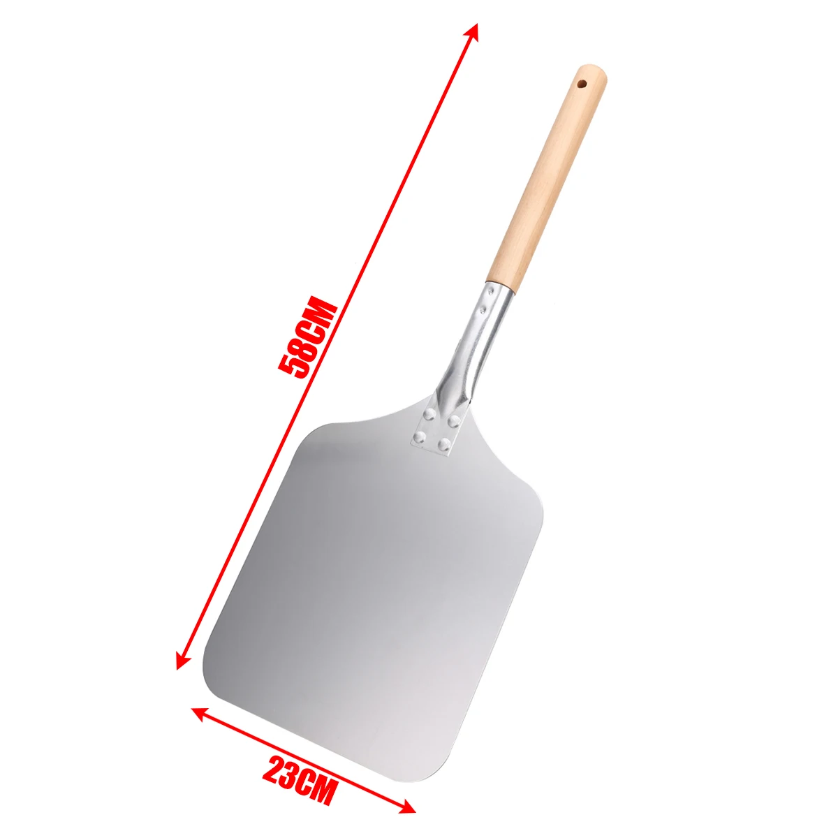 1pcs 23cmx58cm Aluminum Pizza Peel Shovel Cake Shovel Square Pizza Lifter Pizza Turner with Wood Handle Bakeware Accessories