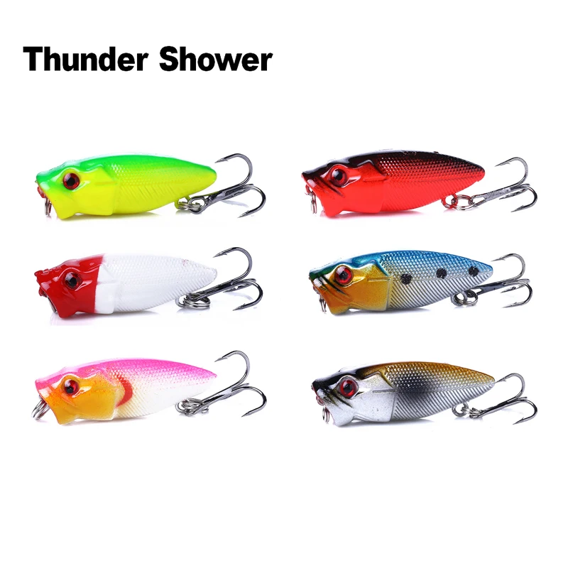 ThunderShower 6 шт. мини Поппер рыболовные приманки 3 5 см/2 7 г 3d глаза верхней воды снасти