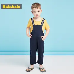Balabala летняя хлопковая детская одежда для мальчиков 2018 новые наборы дети Рубашка с короткими рукавами футболка + комбинезон 2 шт. малыш