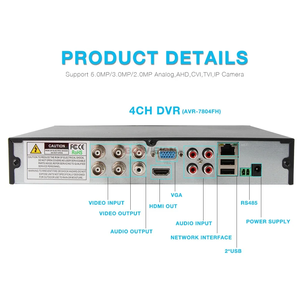 5 в 1 AHD DVR CVI TVI CVBS 4Ch 8Ch 1080 P Безопасность цифровой видеорегистратор системы