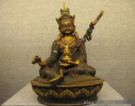 

Tibet Fane 100% purple Red Bronze Gild Carved Padmasambhava master Buddha Statue