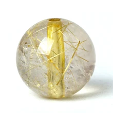 Природные Rutilated Кварцевый Камень Бисер золотистыми волосами с украшением в виде кристаллов оригинального камня на удачу мира амулет шарик 6/8/10 мм для браслета